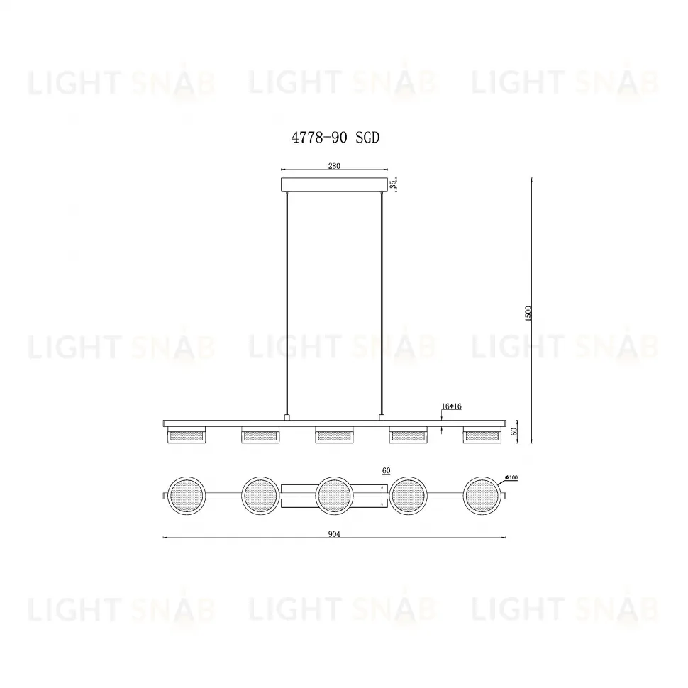 Подвесная люстра iLedex Link 4778-90 MBK+SGD 4778-90 MBK+SGD
