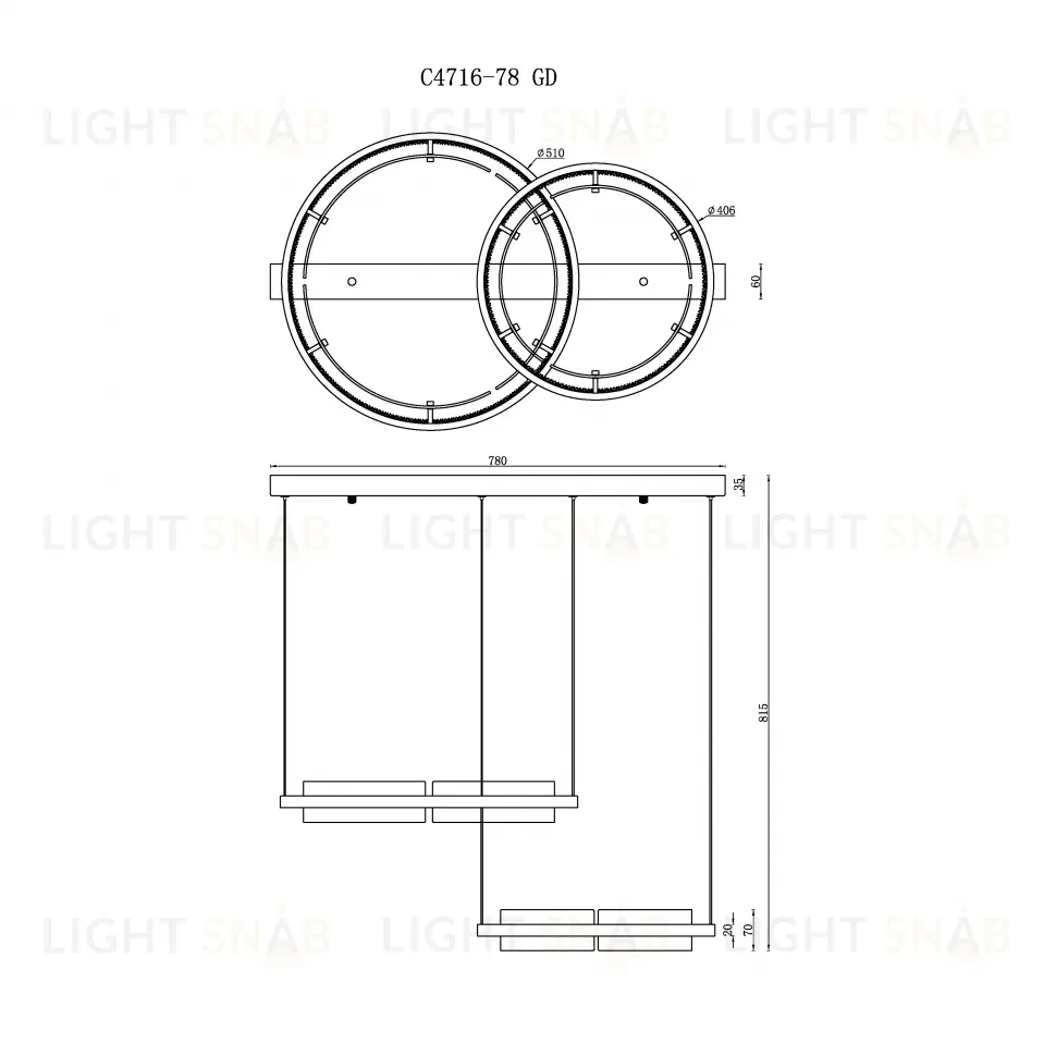 Подвесная люстра iLedex Meridian C4716-78 GD C4716-78 GD