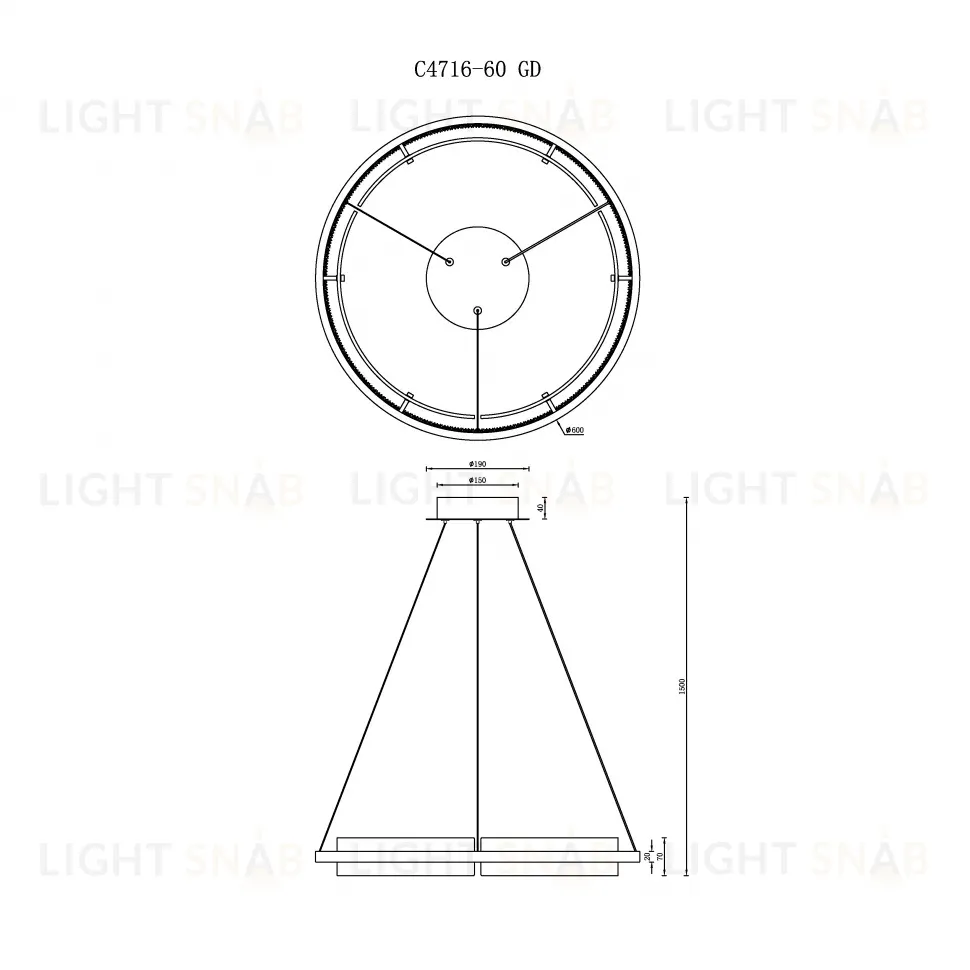 Подвесная люстра iLedex Meridian C4716-60 GD C4716-60 GD