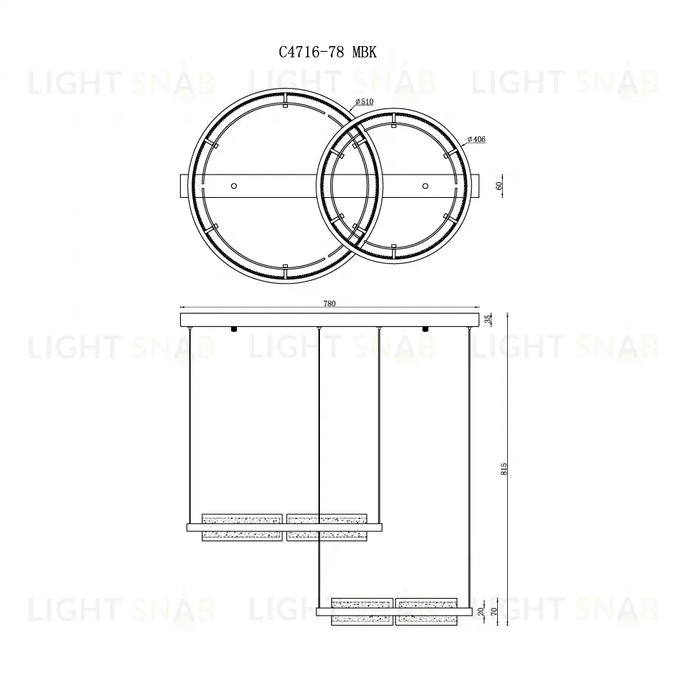 Подвесная люстра iLedex Meridian C4716-78 MBK C4716-78 MBK