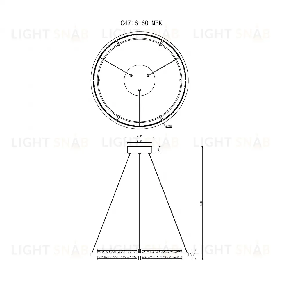 Подвесная люстра iLedex Meridian C4716-60 MBK C4716-60 MBK