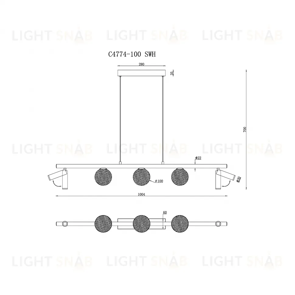 Подвесная люстра iLedex Telescope C4774-100 SWH C4774-100 SWH
