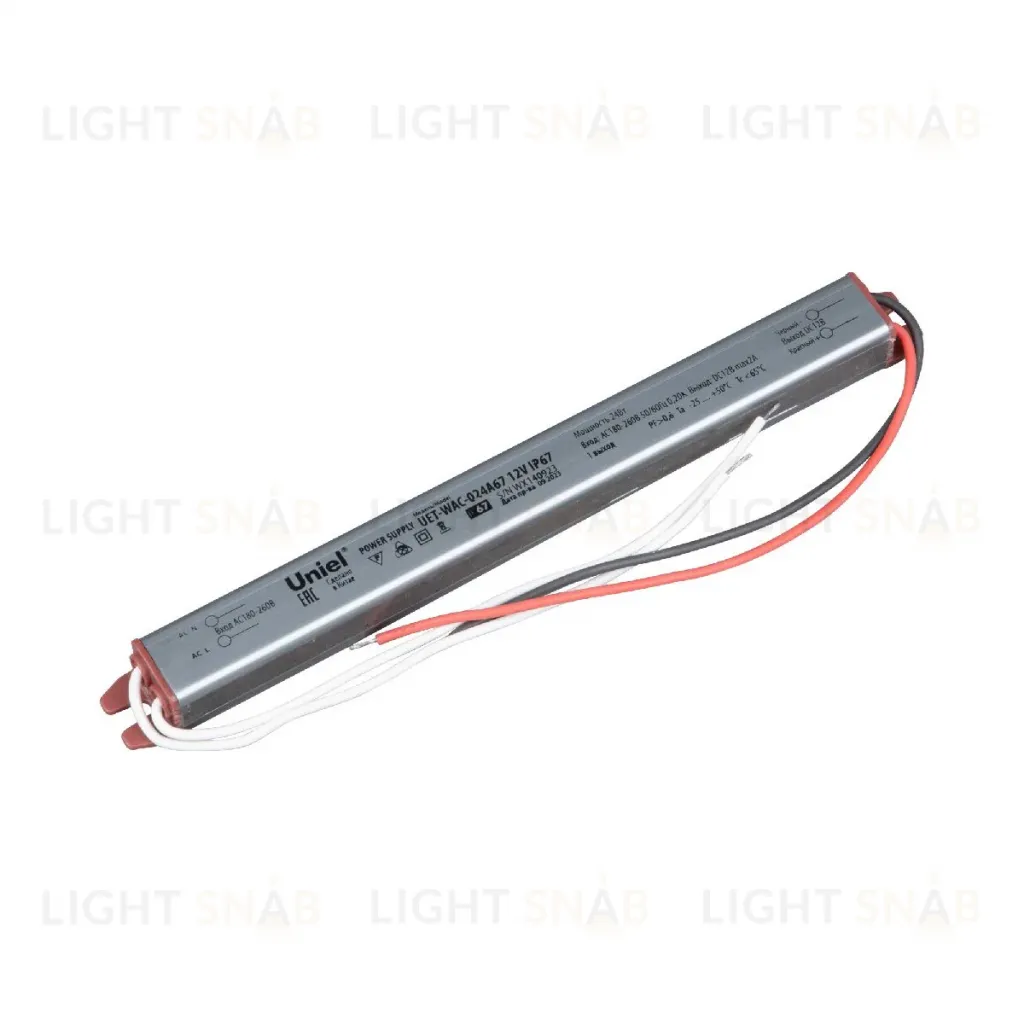 Блок питания Uniel 24Вт DC12В 2А IP67 UET-WAC-024A67 12V IP67 UL-00010252 UET-WAC-024A67 12V IP67