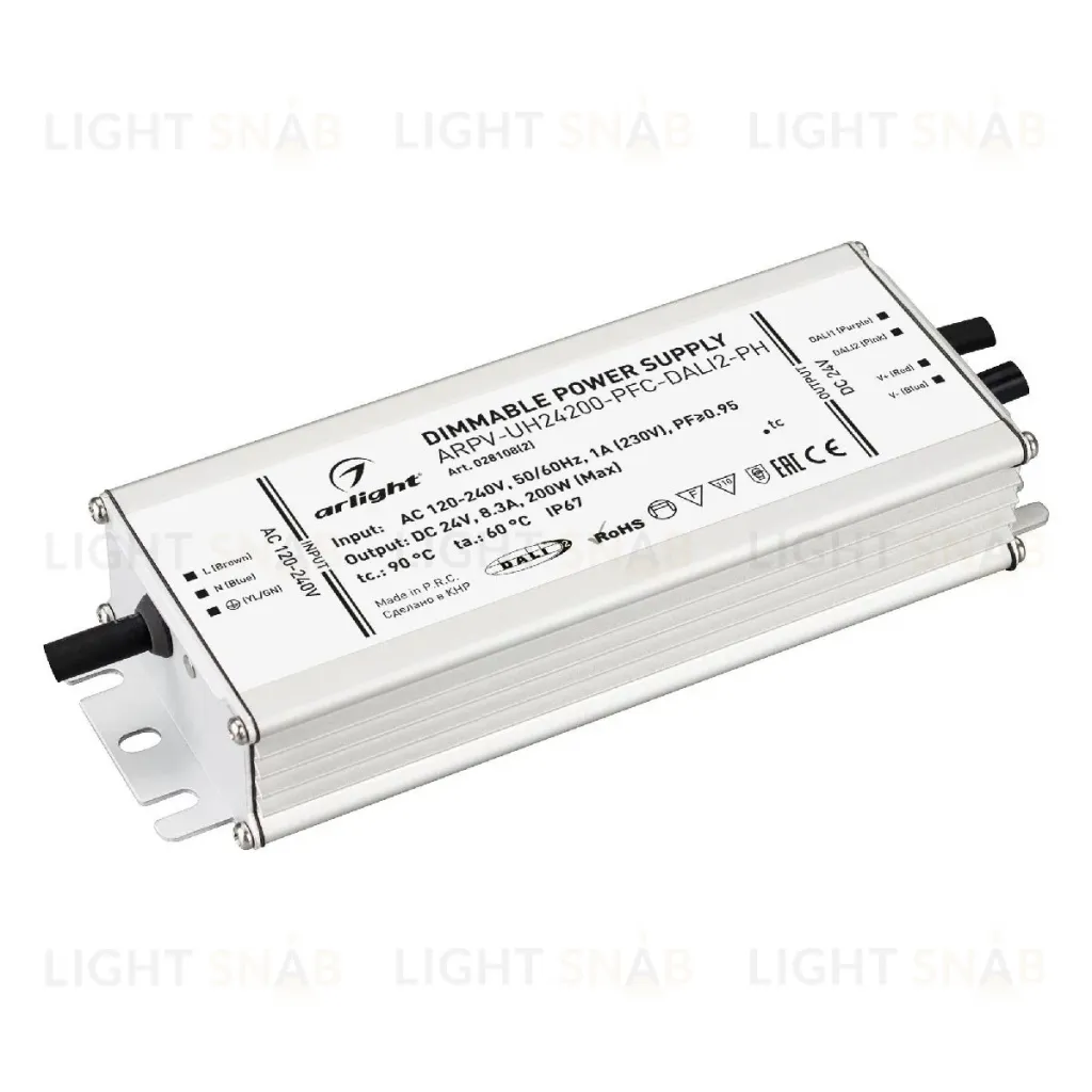 Блок питания Arlight ARPV-UH24200-PFC-DALI2-PH (24V, 8.3A, 200W, IP67) 028108(2) 028108(2)