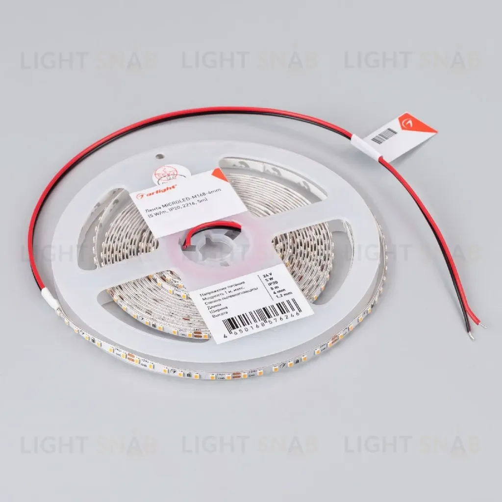 Светодиодная лента Arlight MICROLED-M168-4mm 24V Warm3000 (5 W/m, IP20, 2216, 5m) 046732 046732