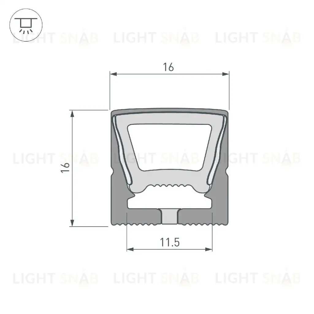 Силиконовый профиль Arlight WPH-FLEX-1616-TOP-S11-5m FULL BLACK 045774 045774