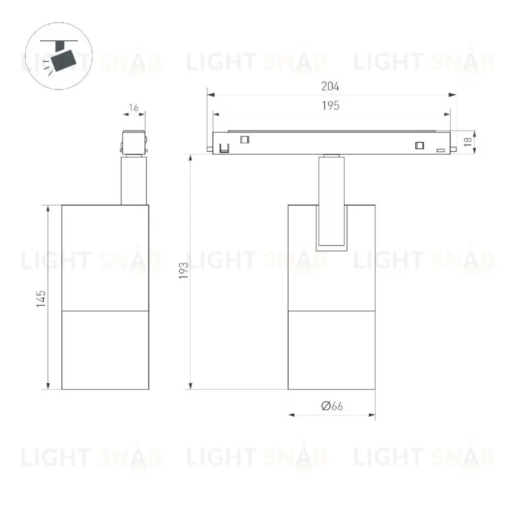 Трековый магнитный светильник Arlight MAG-ORIENT-SPOT-ZOOM-R65-15W Warm3000 048665 048665