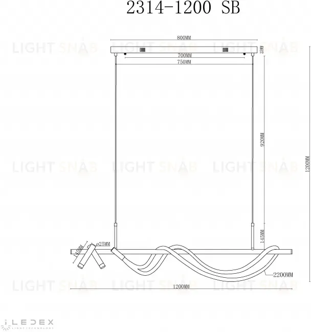 Подвесной светильник iLedex Cross 2314-1200 SB 2314-1200 SB