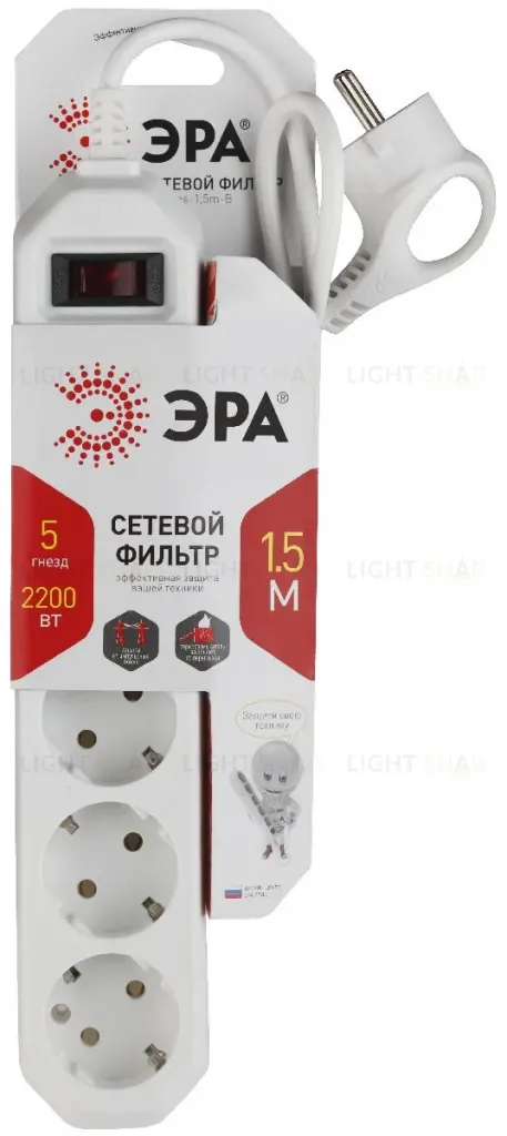 Сетевой фильтр Эра USF-5es-1.5m-W Б0019031 Б0019031