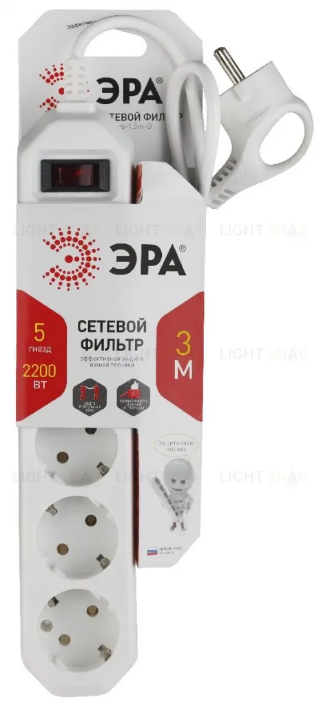 Сетевой фильтр Эра USF-5es-3m-W Б0019033 Б0019033