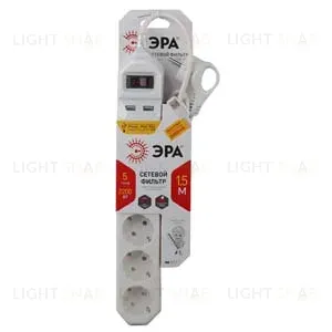 Сетевой фильтр Эра USF-5es-1.5m-USB-W Б0019037 Б0019037
