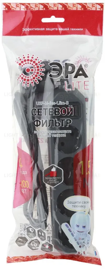 Сетевой фильтр Эра USF-M-4es-1.5m-B Б0019740 Б0019740