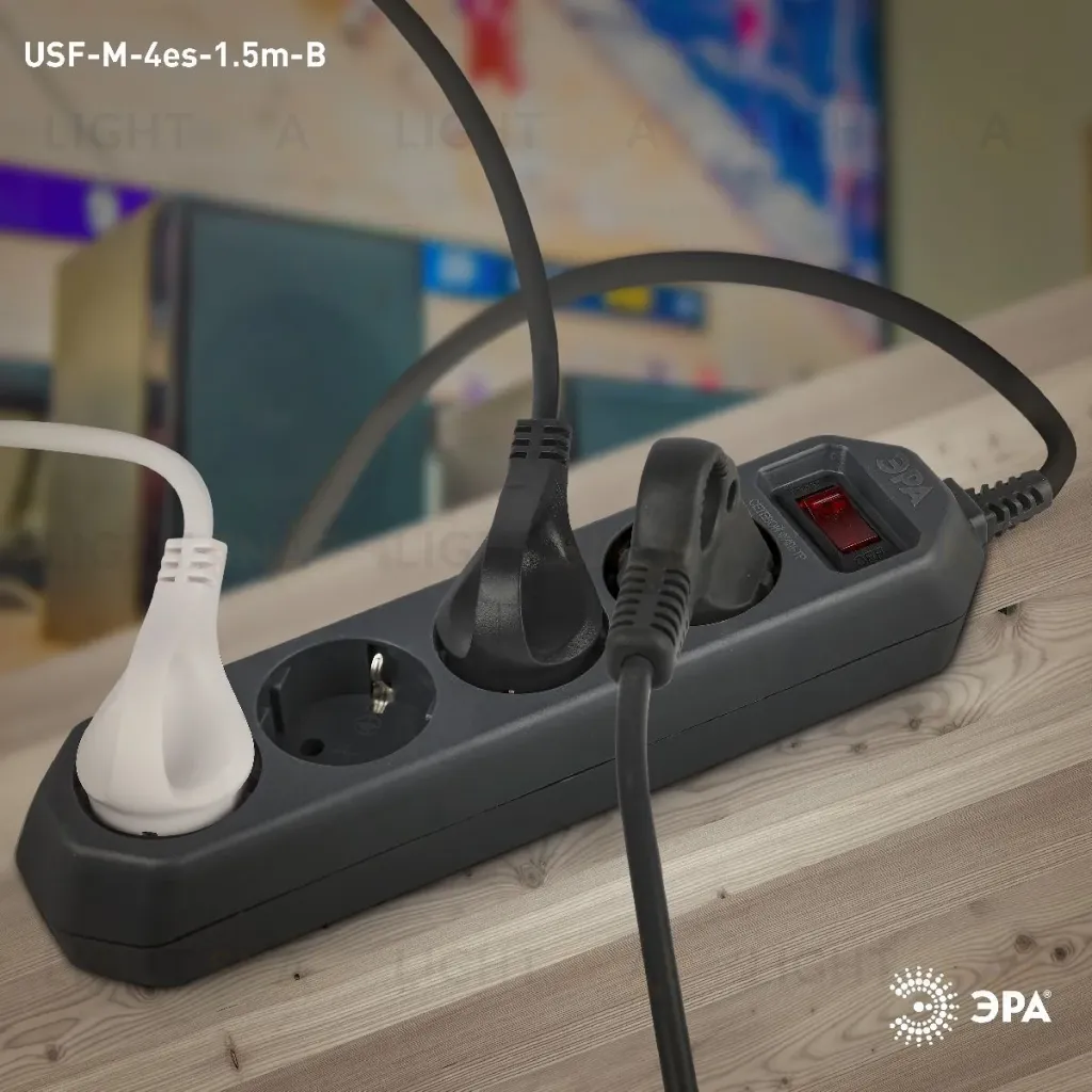 Сетевой фильтр Эра USF-M-4es-1.5m-B Б0019740 Б0019740