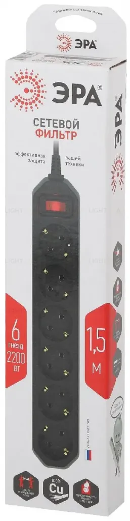 Сетевой фильтр Эра USF-6es-1,5m-B-BOX Б0037261 Б0037261