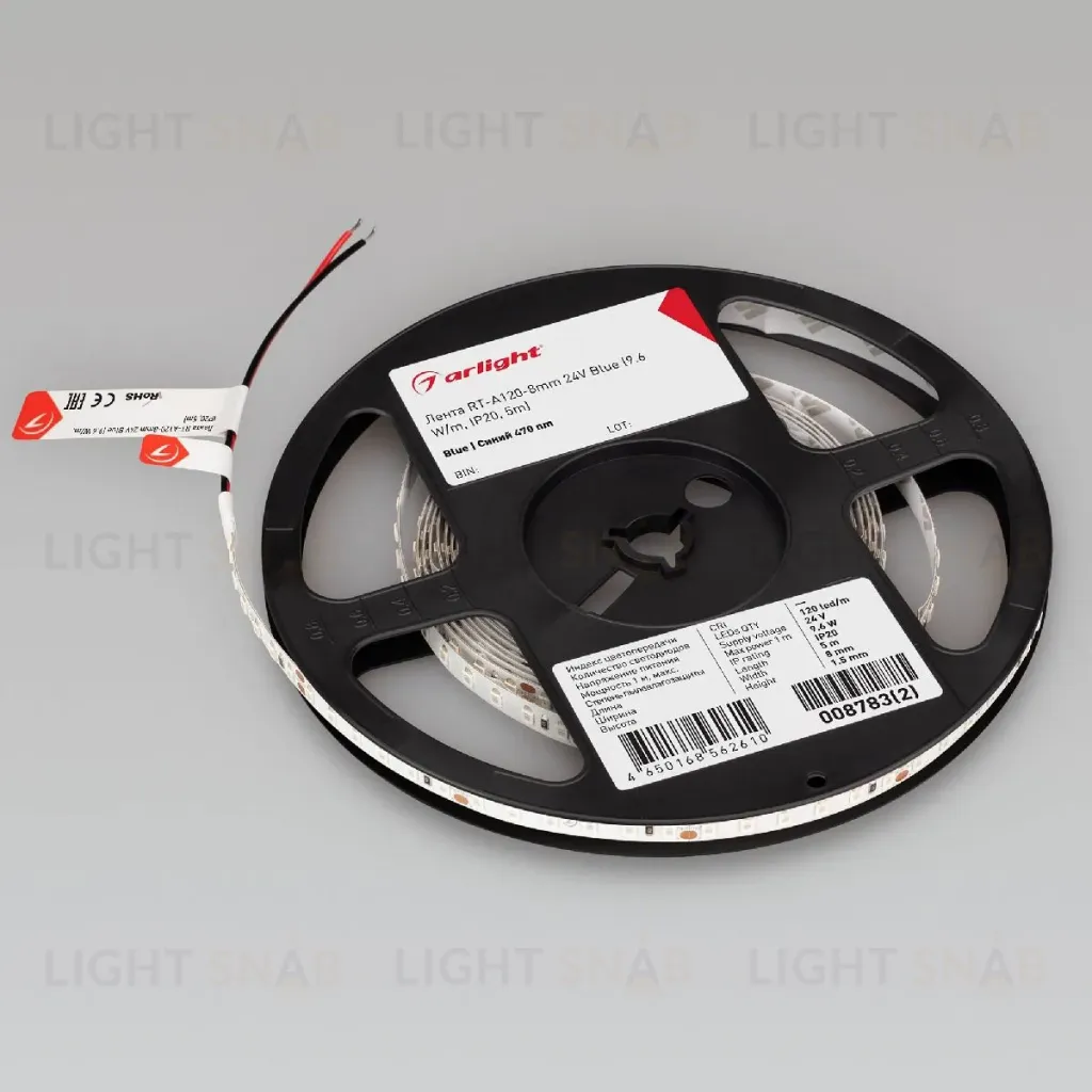 Светодиодная лента Arlight RT-A120-8mm 24V Blue (9.6 W/m, IP20, 2835, 5m) 008783(3) 008783(3)