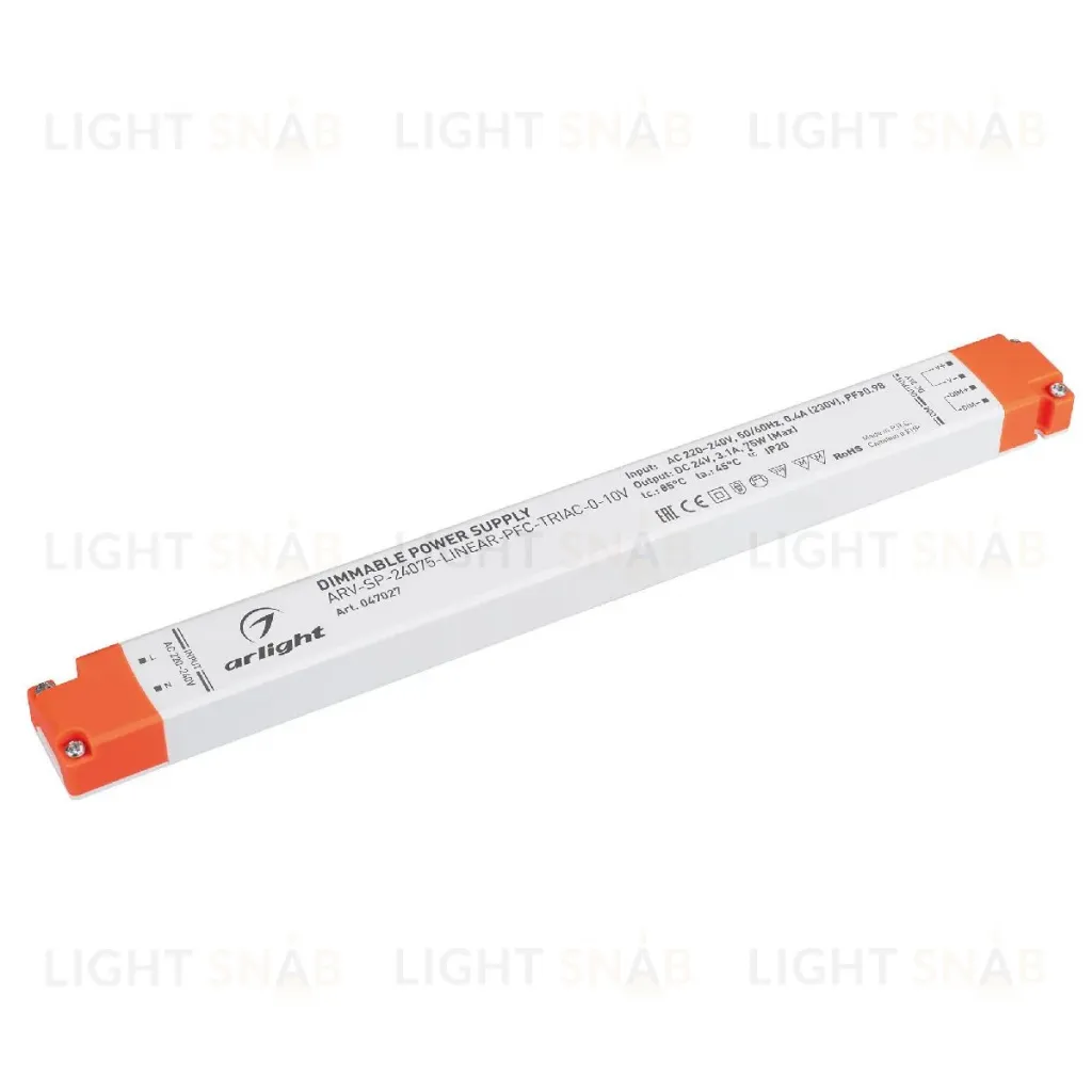 Блок питания Arlight ARV-SP-24075-LINEAR-PFC-TRIAC-0-10V (24V, 3.1A, 75W) 047027 047027