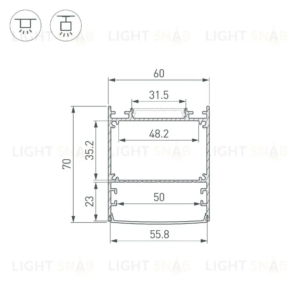 Профиль Arlight LINE-6070-3000 ANOD 047502 047502