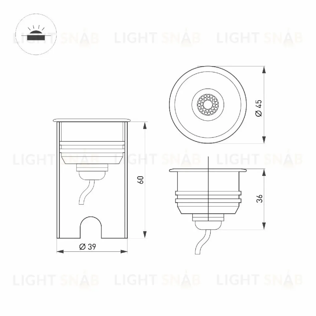 Грутовый светильник Arlight KT-AQUA-R45-3W Warm3000 047698 047698