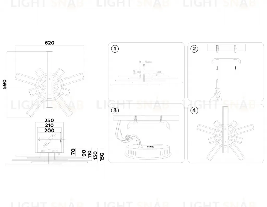 Потолочная люстра Ambrella Light Acrylica Original FA8906 FA8906