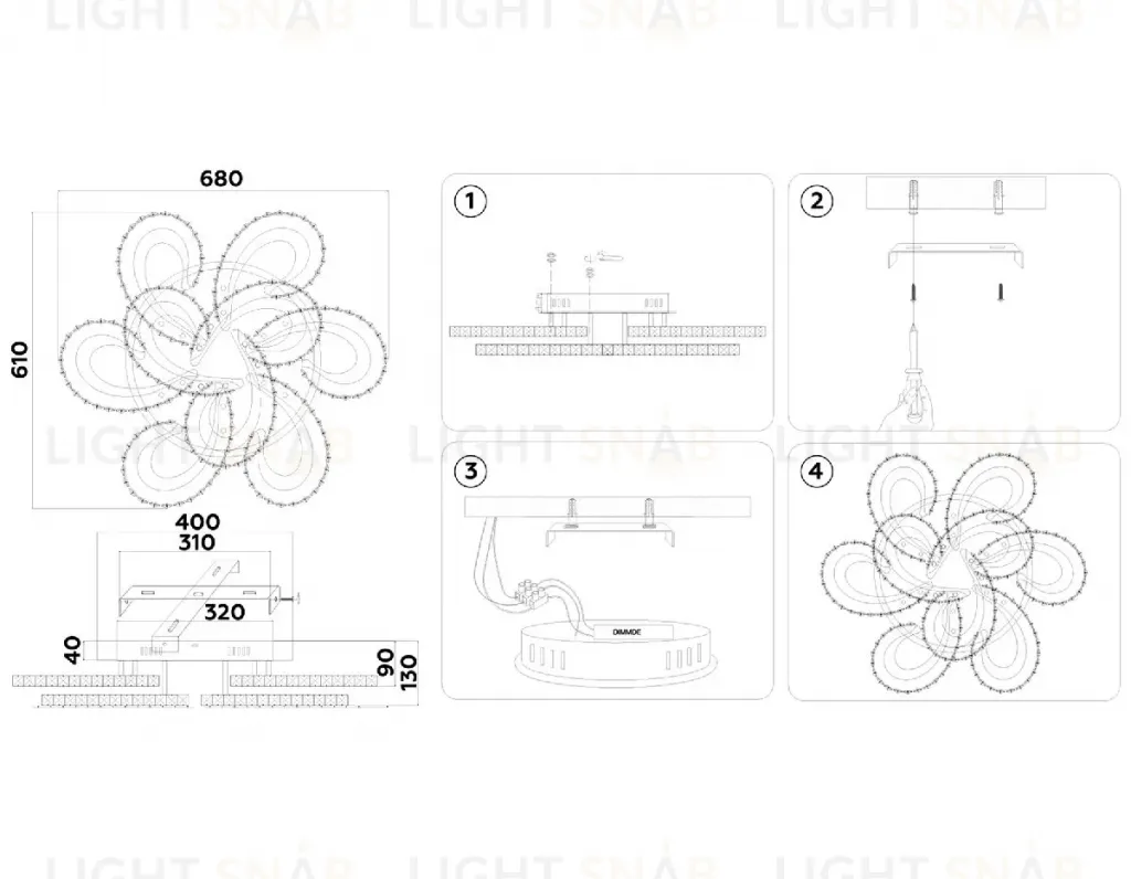 Потолочная люстра Ambrella Light Acrylica Ice FA1704 FA1704