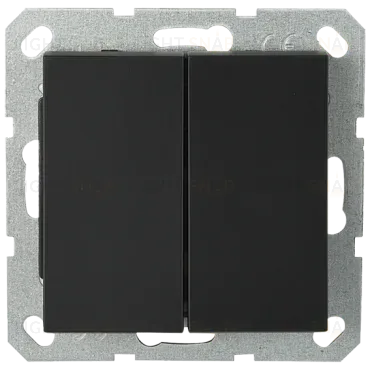 Выключатель двухклавишный Jasmart проходной с накладкой 10A 250V черный матовый (soft touch) G3022PB G3022PB