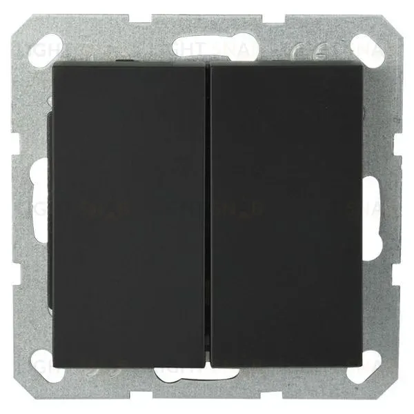Выключатель двухклавишный Jasmart с накладкой 10A 250V черный матовый (soft touch) G3023PB G3023PB
