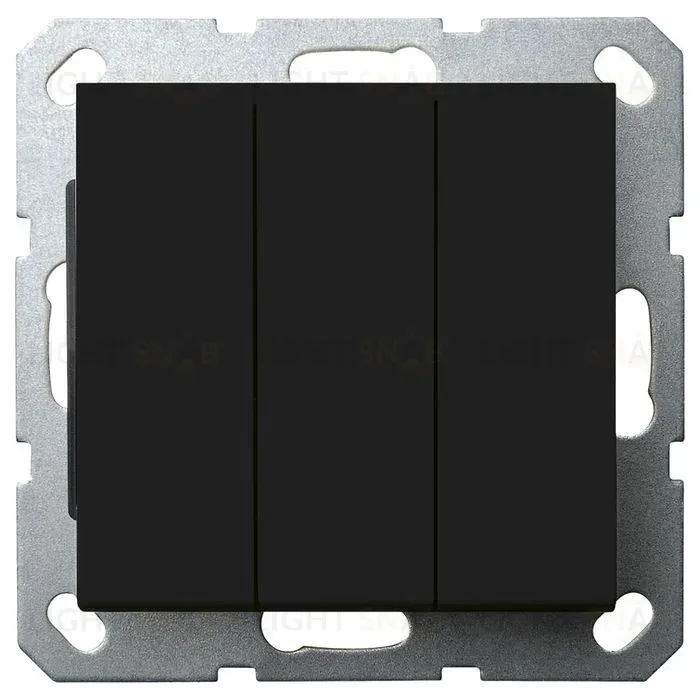 Выключатель трехклавишный Jasmart с накладкой 10A 250V черный матовый (soft touch) G3031PB G3031PB