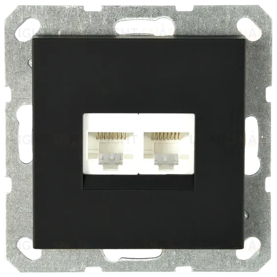 Интернет розетка Jasmart двойная разъем RJ45х2 с накладкой черный матовый (soft touch) G6106PB G6106PB