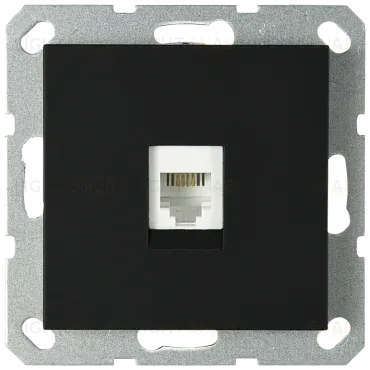 Интернет розетка Jasmart разъем RJ45 с накладкой черный матовый (soft touch) G6105PB G6105PB