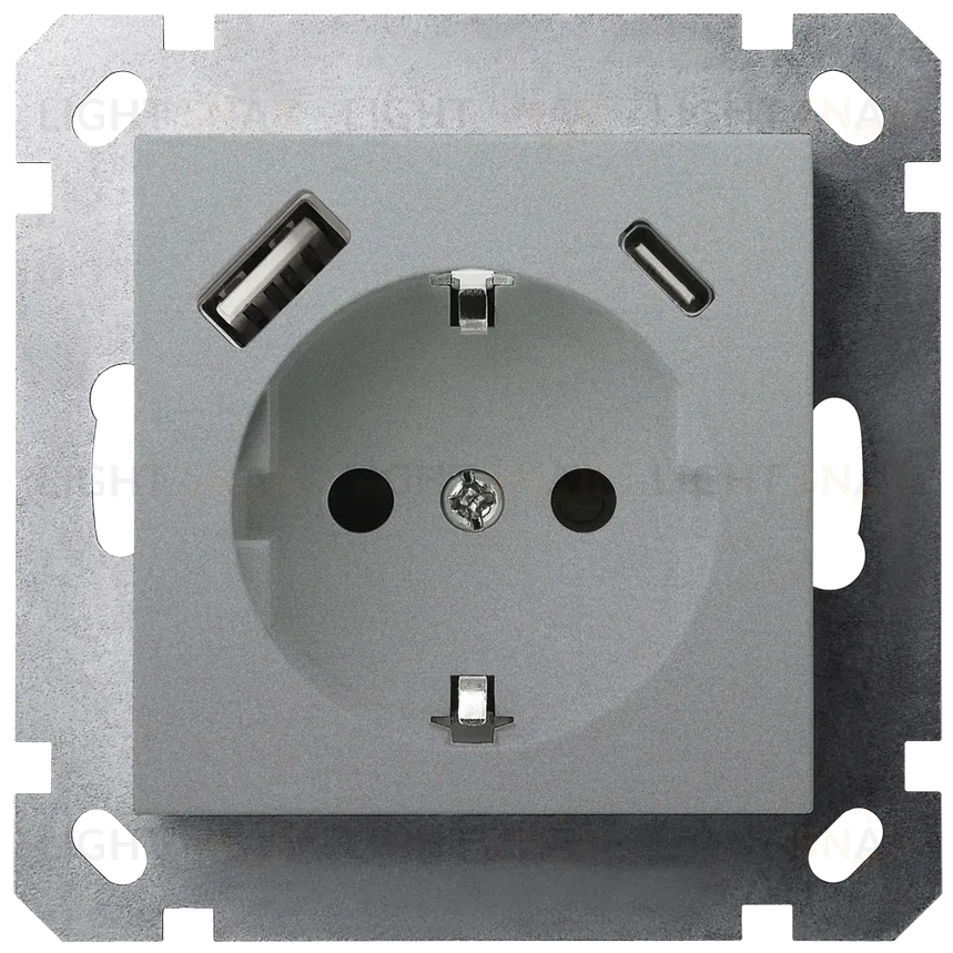 Розетка SHUKO Jasmart с USB тип A + C1 с защитными шторками (2P+T) 25W 16A 250V G5501USB-25S G5501USB-25S