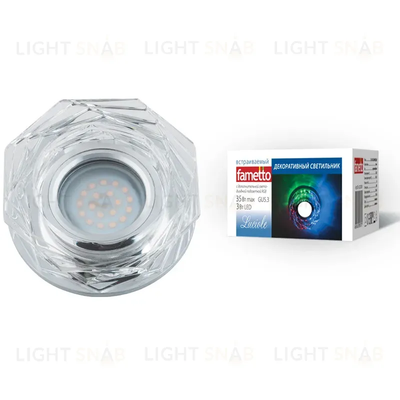 Встраиваемый светильник Fametto Luciole DLS-L122 GU5.3 GLASSY/CLEAR/RGB UL-00000371 DLS-L122 GU5.3 GLASSY/CLEAR/RGB