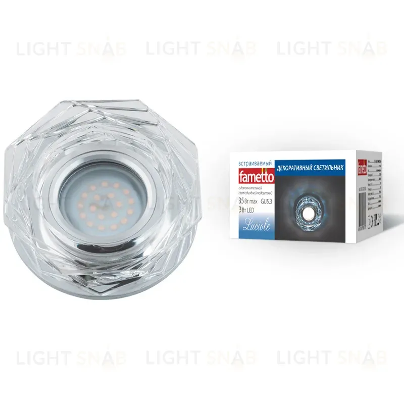 Встраиваемый светильник Fametto Luciole DLS-L122 GU5.3 GLASSY/CLEAR UL-00000369 DLS-L122 GU5.3 GLASSY/CLEAR