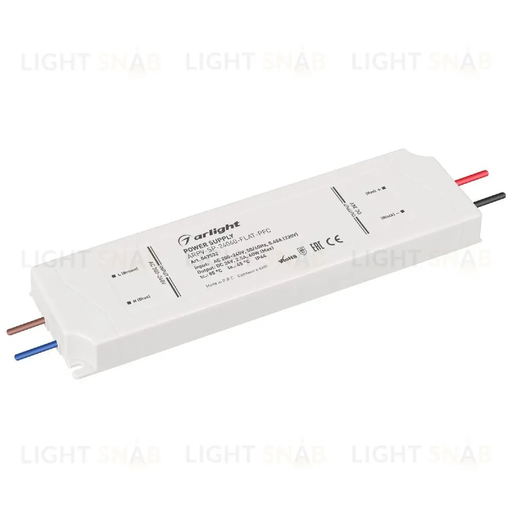 Блок питания Arlight ARPV-SP-24060-FLAT-PFC (24V, 2.5A, 60W) 047532 047532