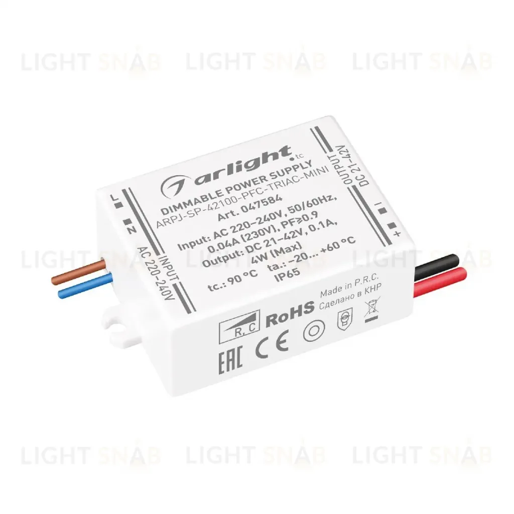 Блок питания Arlight ARPJ-SP-42100-PFC-TRIAC-MINI (4W, 21-42V, 100mA) 047584 047584