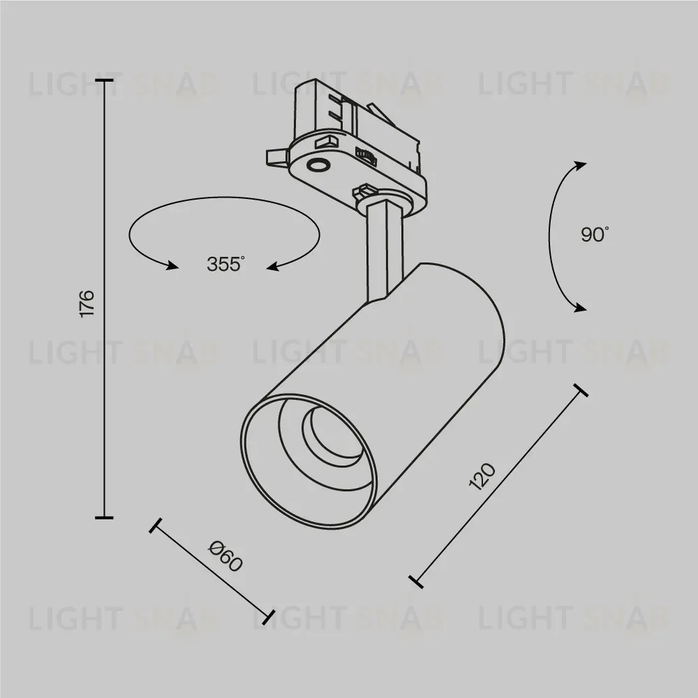 Трековый трехфазный светильник Maytoni Technical Three phase track system Trinity Focus Led TR197-3-12WCCT-M-B TR197-3-12WCCT-M-B