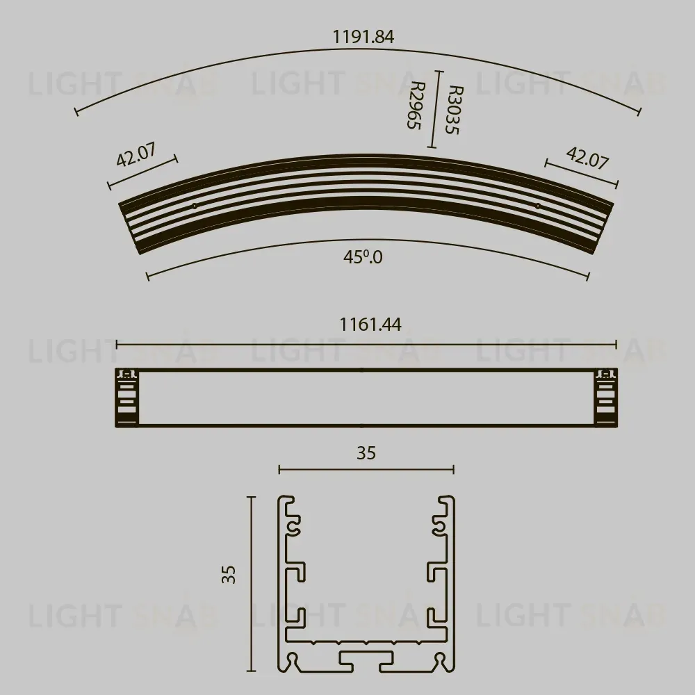 Радиусный профиль Maytoni Led strip ALM-3535R-B-D-45°-3M ALM-3535R-B-D-45°-3M