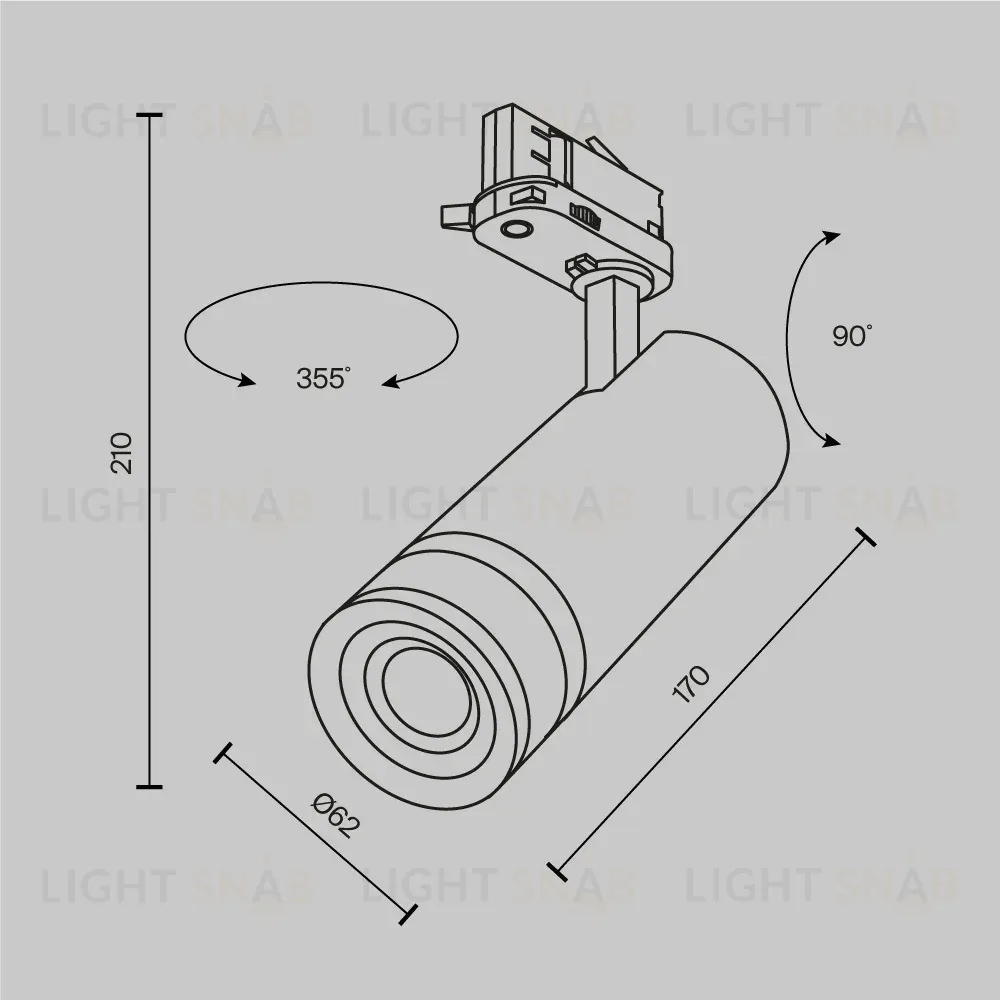 Трековый трехфазный светильник Maytoni Focus Zoom TR198-3-20W2.7K-Z-B TR198-3-20W2.7K-Z-B