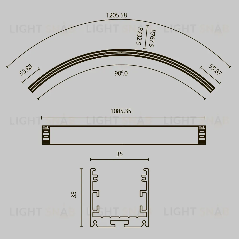 Радиусный профиль Maytoni Led strip ALM-3535R-B-D-90°-1.5M ALM-3535R-B-D-90°-1.5M