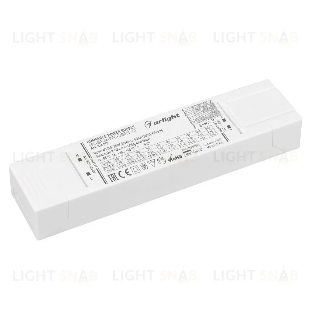 Блок питания Arlight SPV-SP-46-PFC-ZIGBEE-RF (46W, 9-53V, 0.6-1.05A, 2.4GHz) 046173 046173