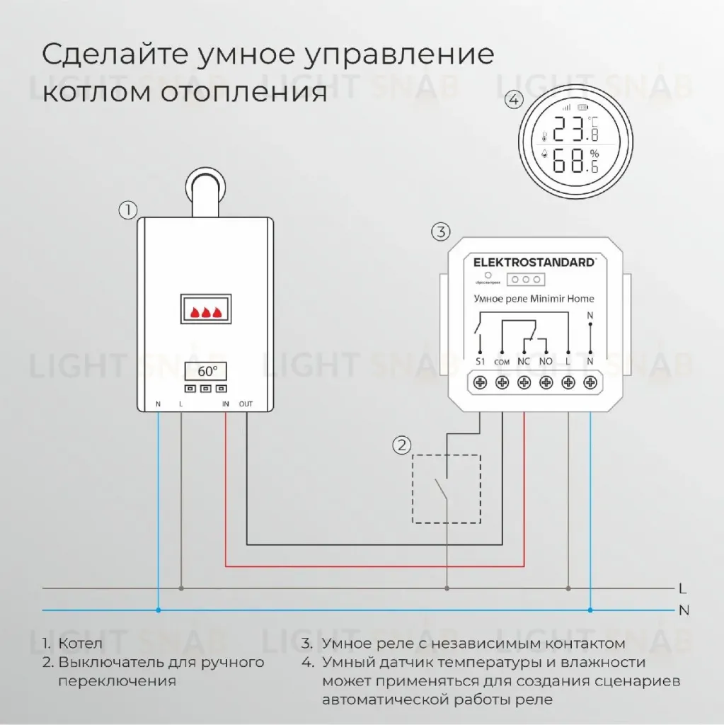 Реле Умный дом с независимым контактом Elektrostandard 76010/00 4690389206740 a067444 4690389206740