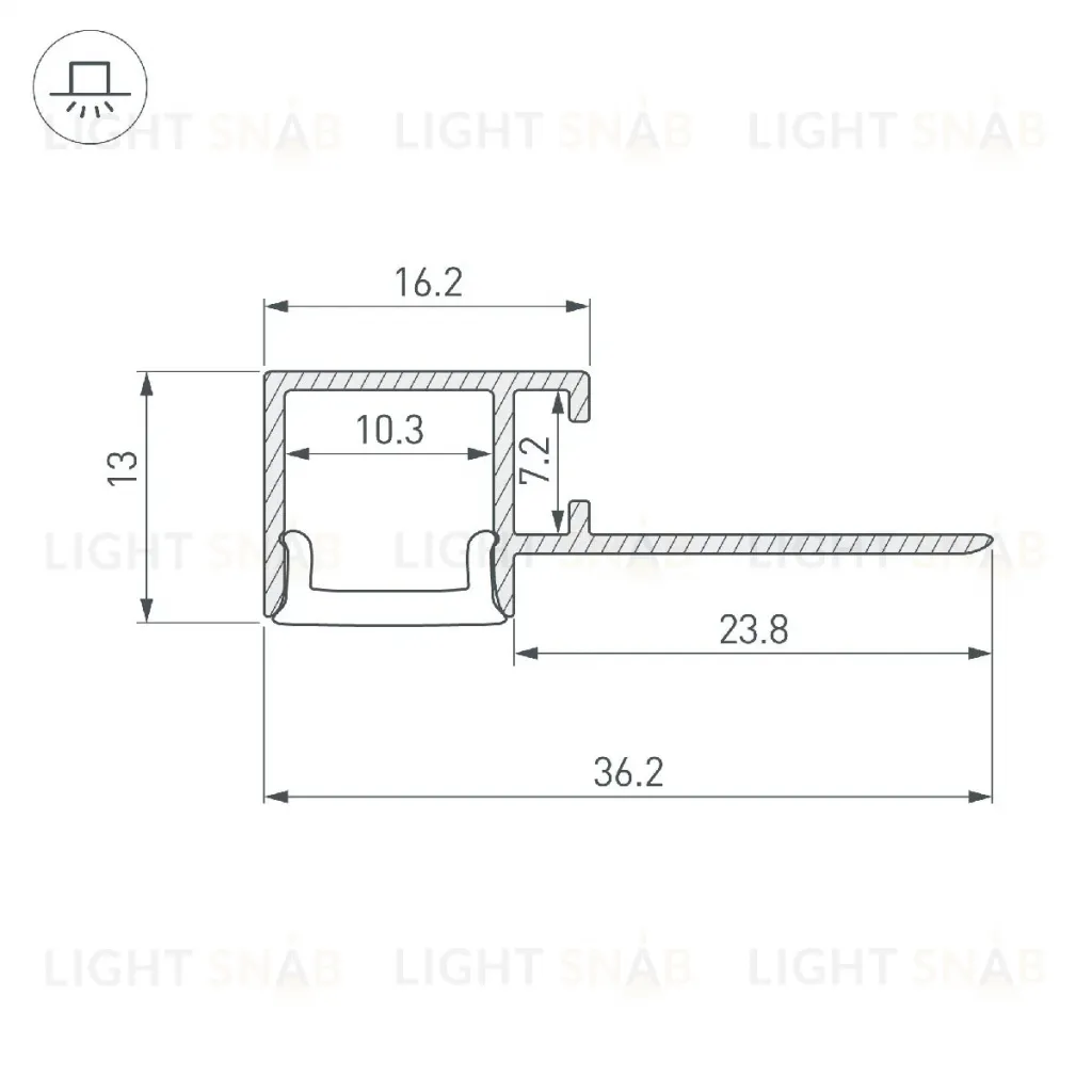 Профиль Arlight FANTOM-BENT-W12-TOP-EDGE-2000 ANOD 040328(1) 040328(1)