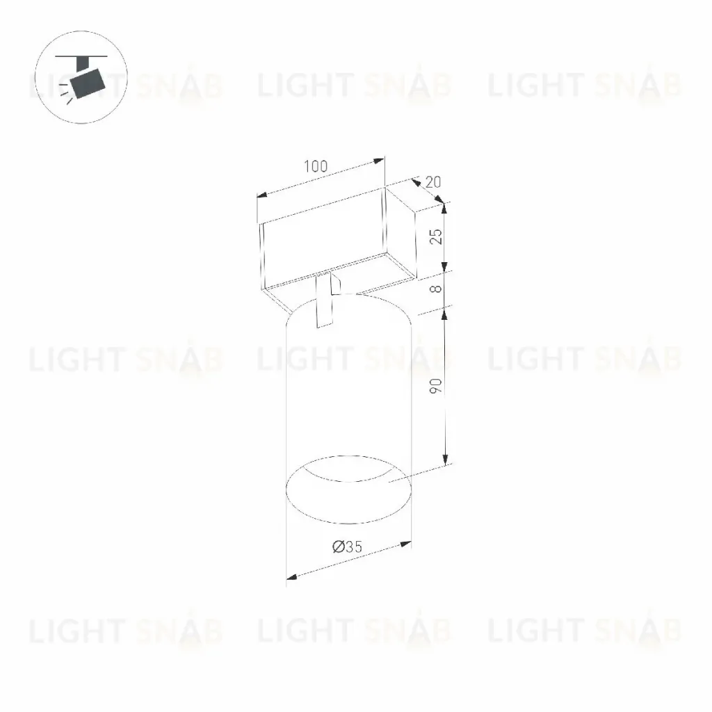 Трековый магнитный светильник Arlight MAG-SPOT-25-R90-9W Warm3000 035001(1) 035001(1)