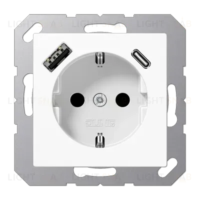 Розетка 2K+З USB Typ AC Jung A1520-15CAWW A1520-15CAWW