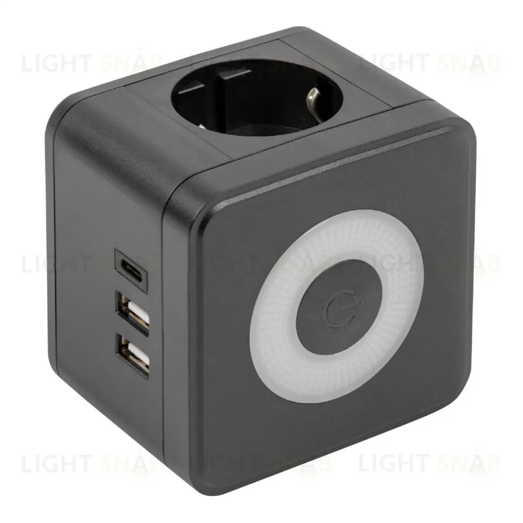 Разветвитель сетевой с выключателем Uniel S-GES2-16SBUC BLACK UL-00011246 S-GES2-16SBUC BLACK