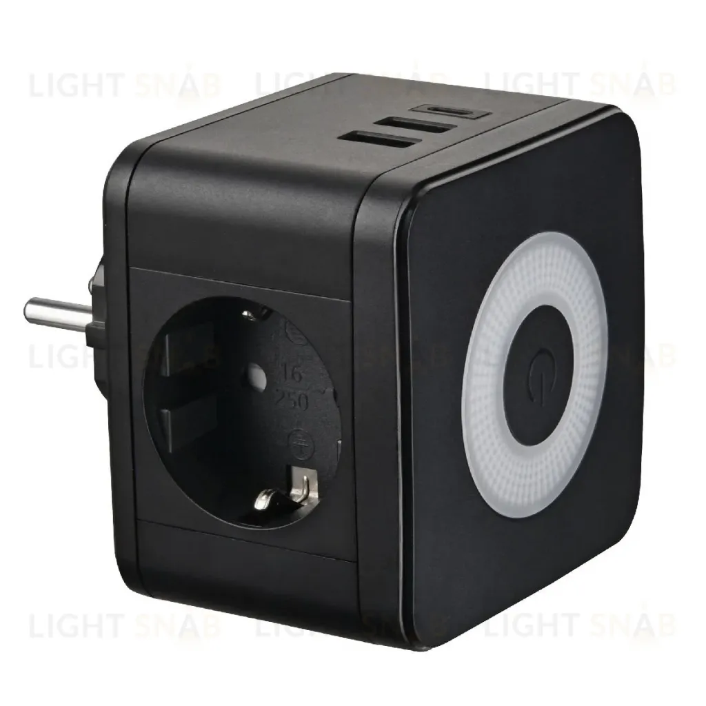 Разветвитель сетевой с выключателем Uniel S-GES2-16SBUC BLACK UL-00011246 S-GES2-16SBUC BLACK