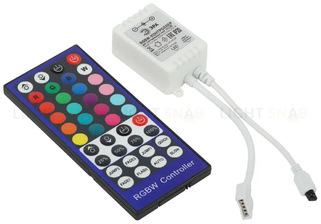 Контроллер с ИК пультом Эра RGBW-Controller-12/24V-96/192W-IP20-IR Б0061113 Б0061113