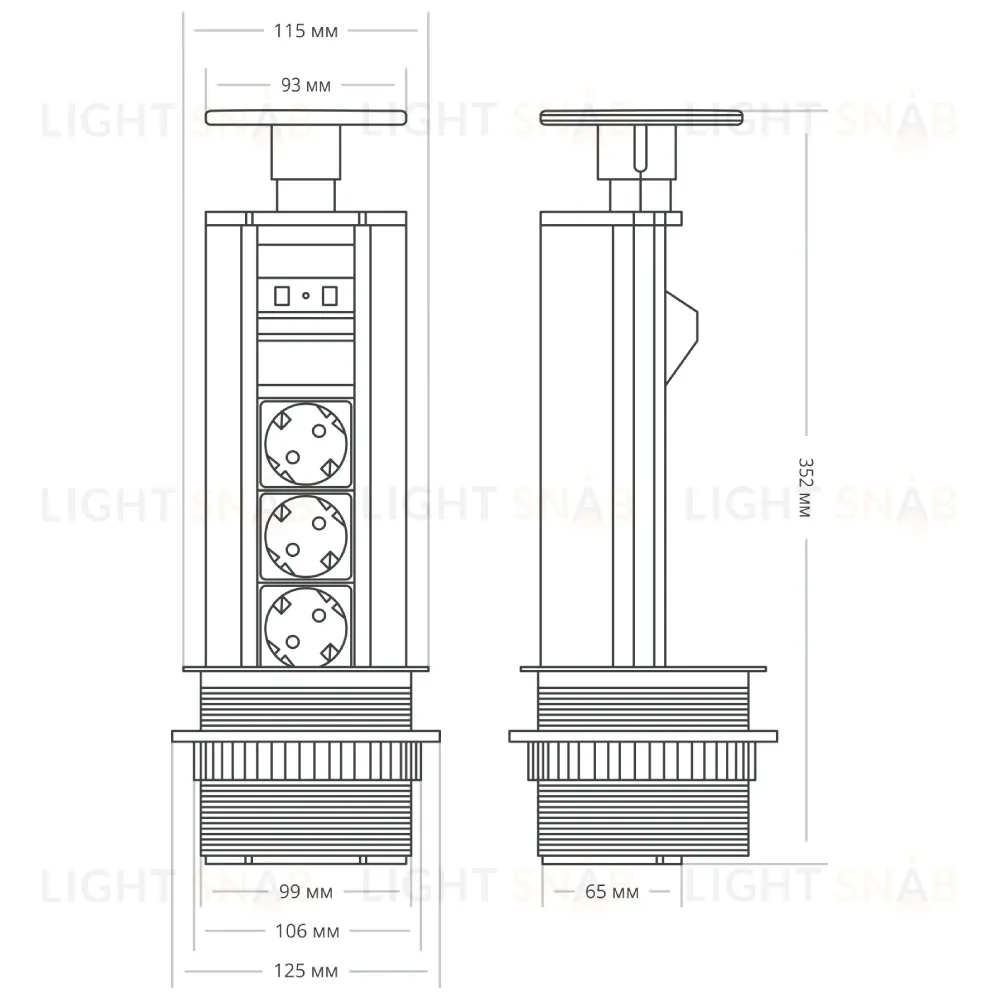 Блок розеток 12S (3 секции и 2 USB) Mebax 00-00001165 00-00001165