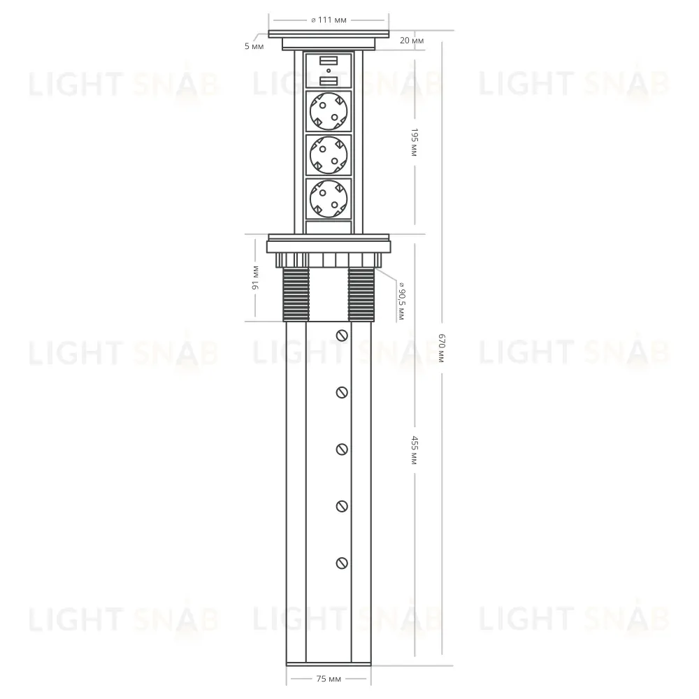 Сенсорный блок розеток LK (3 секции и 2 USB) Mebax 00-00001183 00-00001183