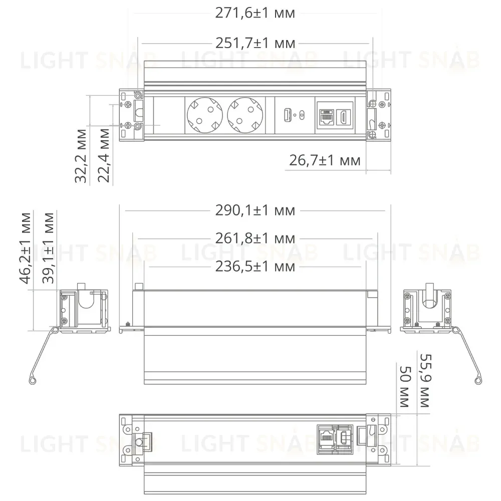 Блок розеток 41T (2 секции, USB + type C + RJ45 + HDMI) Mebax 00-00002593 00-00002593