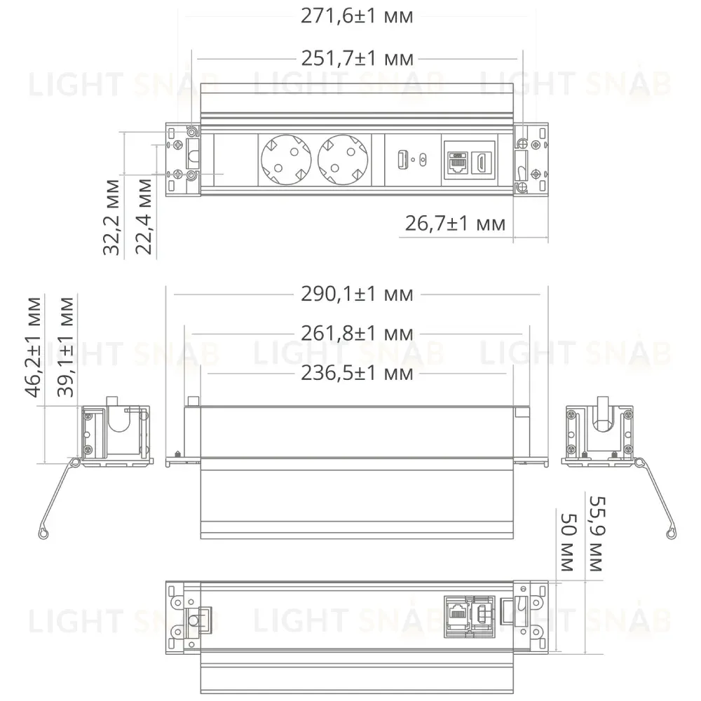 Блок розеток 41T (2 секции, USB + type C + RJ45 + HDMI) Mebax 00-00002594 00-00002594